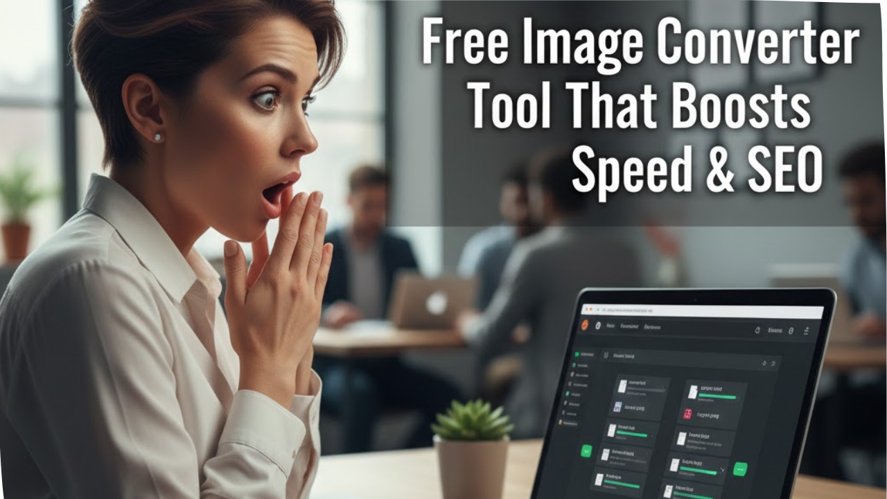 Shocked woman looking at a laptop showing a free image converter tool that boosts website speed and SEO performanceShocked woman looking at a laptop showing a free image converter tool that boosts website speed and SEO performanceShocked woman looking at a laptop showing a free image converter tool that boosts website speed and SEO performance